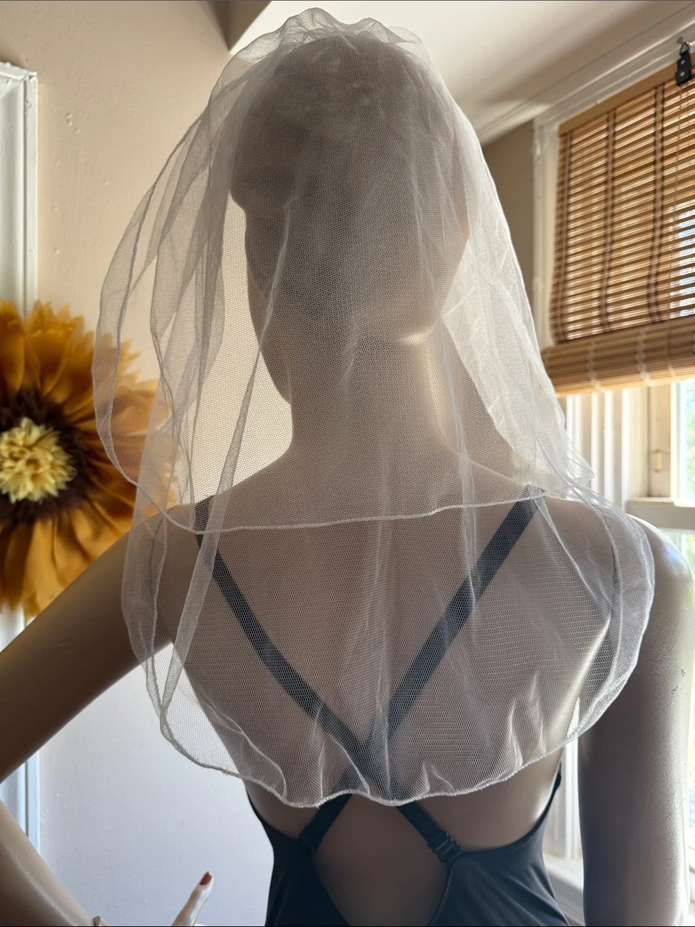 White Short Veil Comb